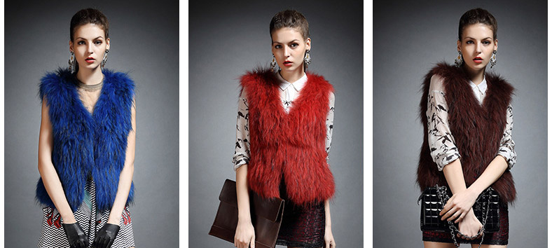 Knitted Raccoon Fur Vest 822 Details 2