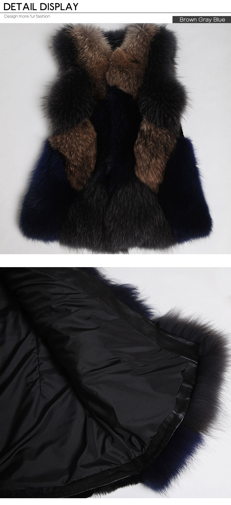Multicolor Raccoon Fur Vest Waistcoat 625_01