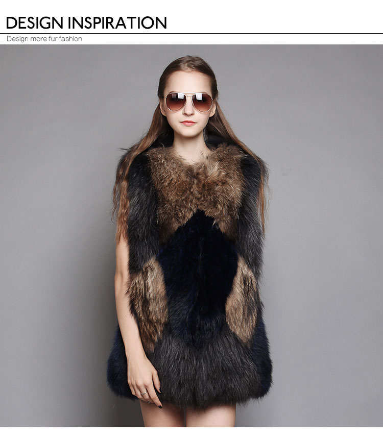 Multicolor Raccoon Fur Vest Waistcoat 625_01