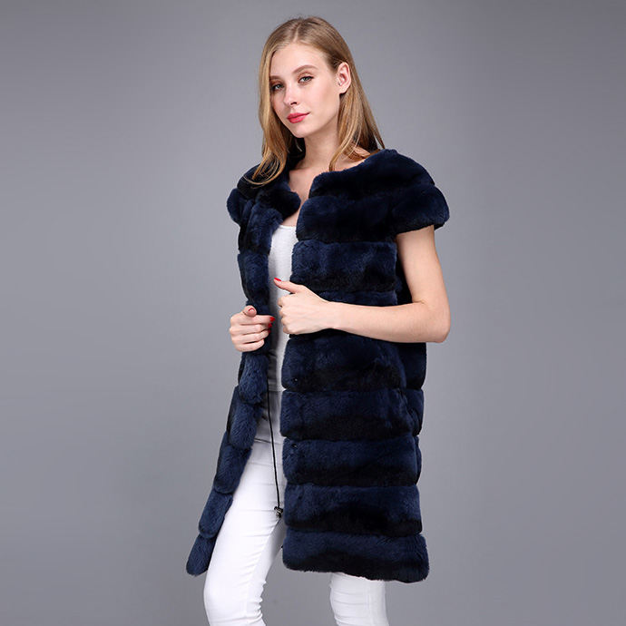 Rex Rabbit Fur Vest with Chinchilla Look 956 Details 10