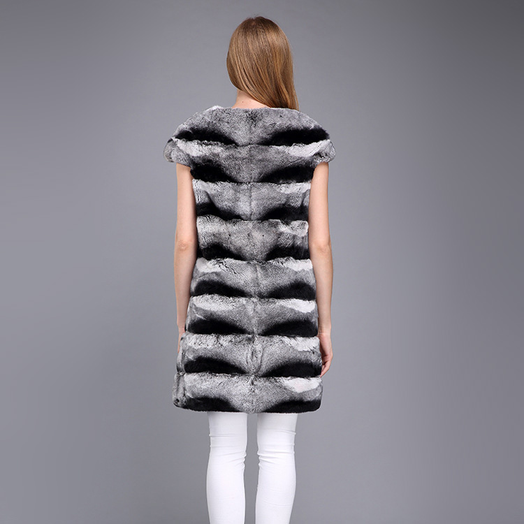 Rex Rabbit Fur Vest with Chinchilla Look 956 Details 2
