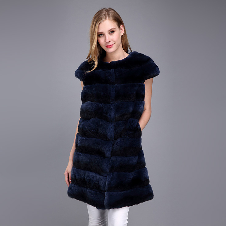 Rex Rabbit Fur Vest with Chinchilla Look 956 Details 7