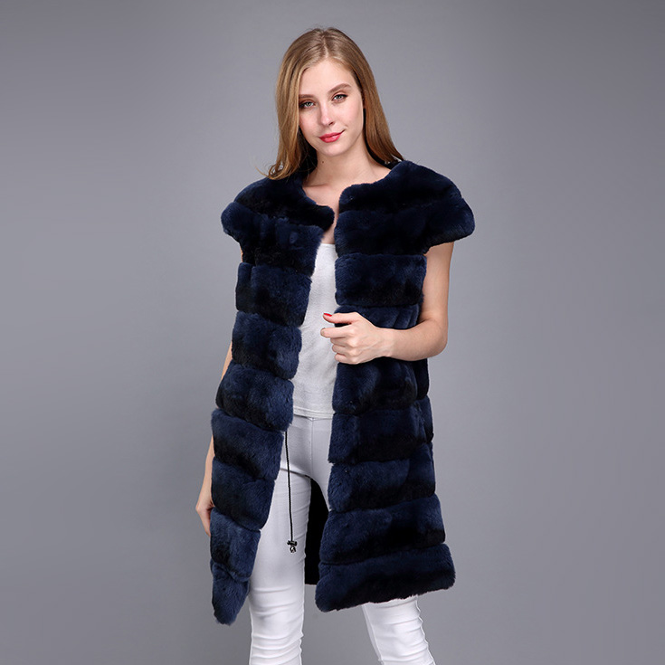 Rex Rabbit Fur Vest with Chinchilla Look 956 Details 8