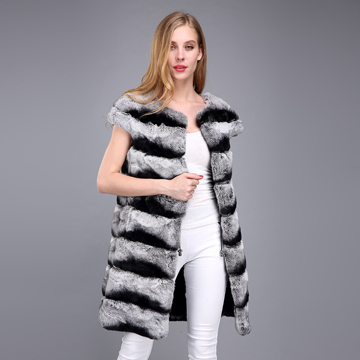 Rex Rabbit Fur Vest with Chinchilla Look 956 Details 4