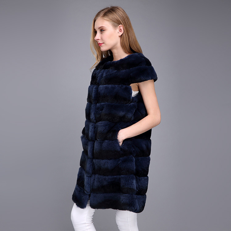 Rex Rabbit Fur Vest with Chinchilla Look 956 Details 9
