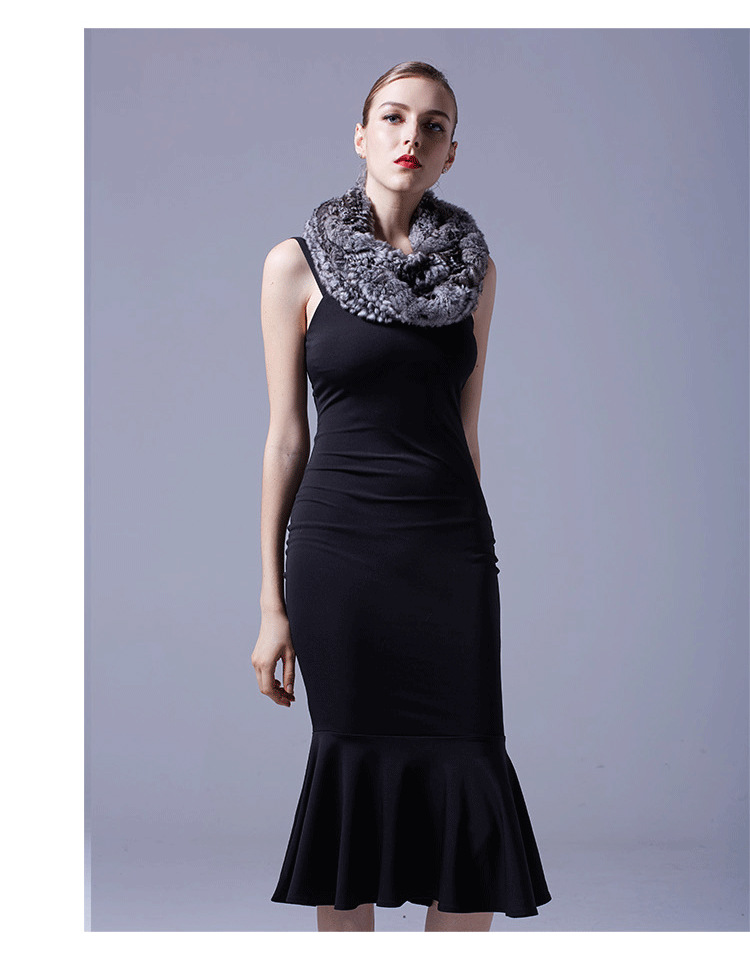 Chinchilla Fur Knitted Wrap 042 Details 4