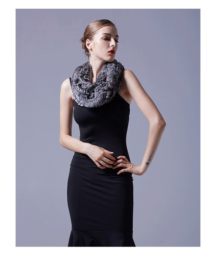 Chinchilla Fur Knitted Wrap 042 Details 3
