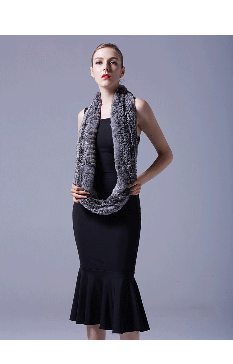 Chinchilla Fur Knitted Wrap 042 Details 6