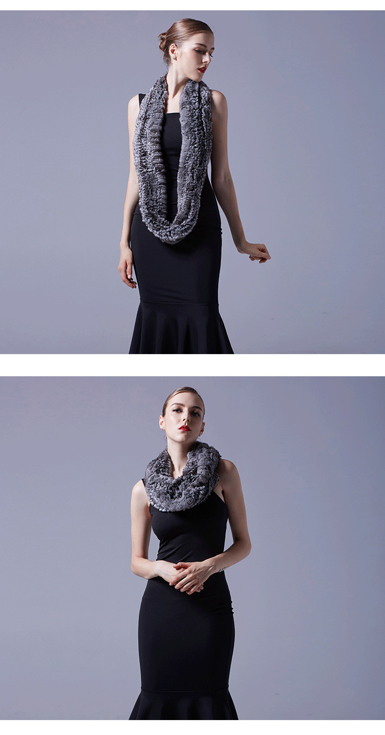 Chinchilla Fur Knitted Wrap 042 Details 5