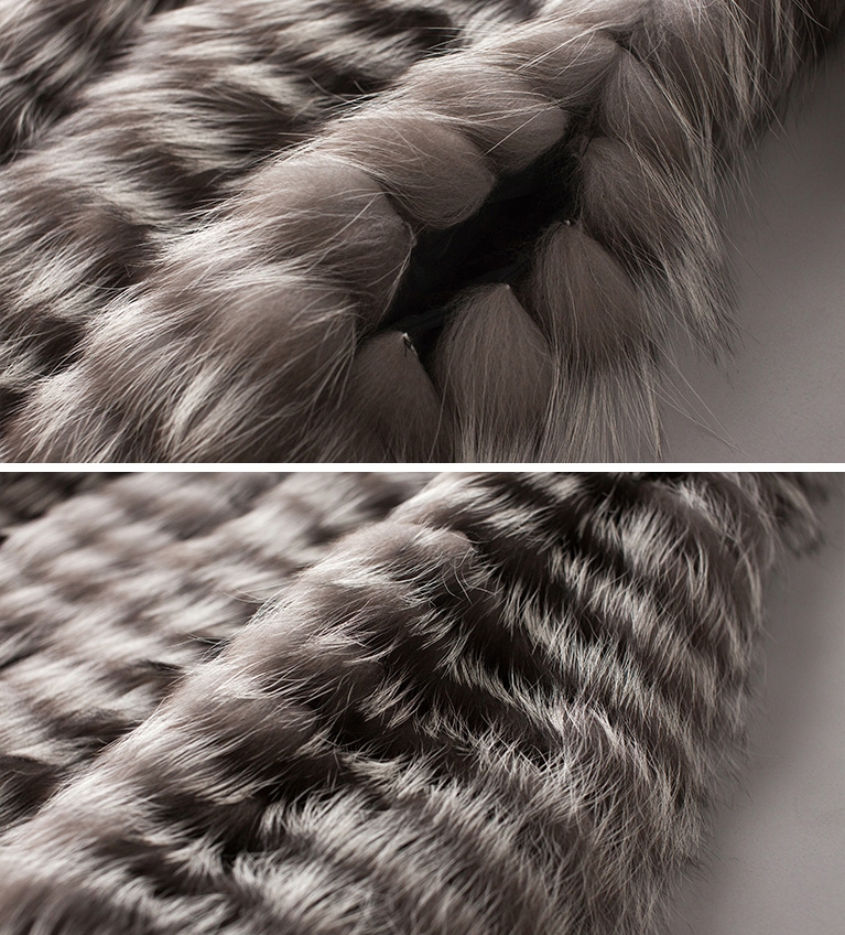 Hooded Men's Silver Fox Fur Coat 0001-5