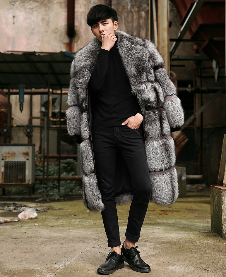 Men's Silver Fox Fur Coat 350-5