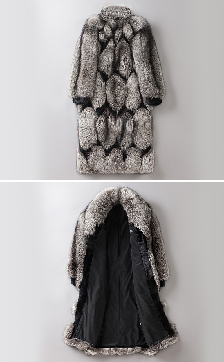 Men's Silver Fox Fur Coat 351-2