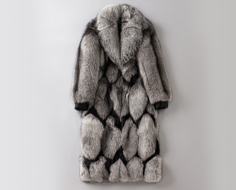 Men's Silver Fox Fur Coat 351-1
