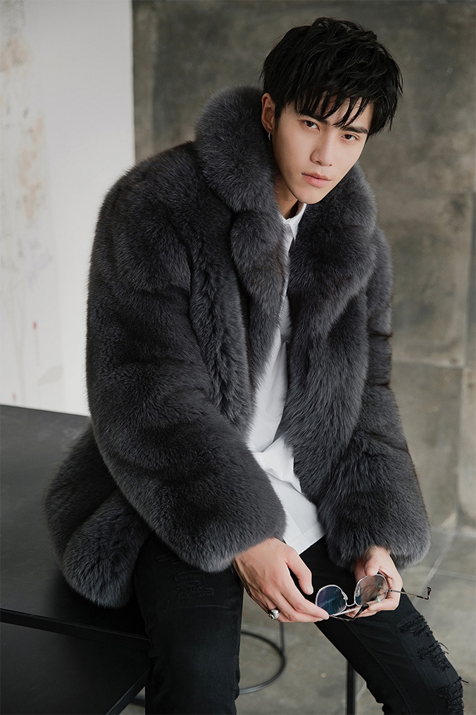 Men's Fox Fur Coat 379-7