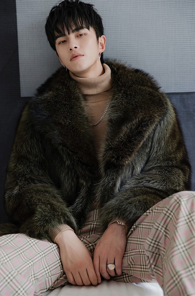 Men's Raccoon Fur Coat 384b-7