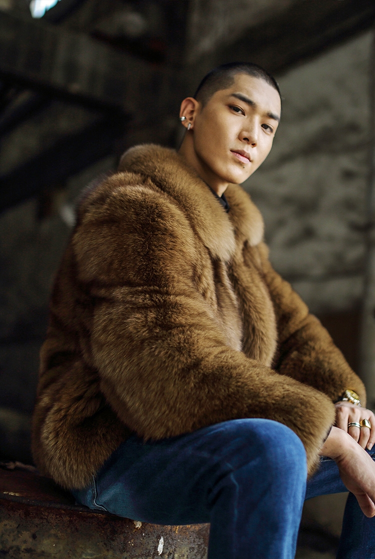 Men's Fox Fur Bomber Jacket 387-4