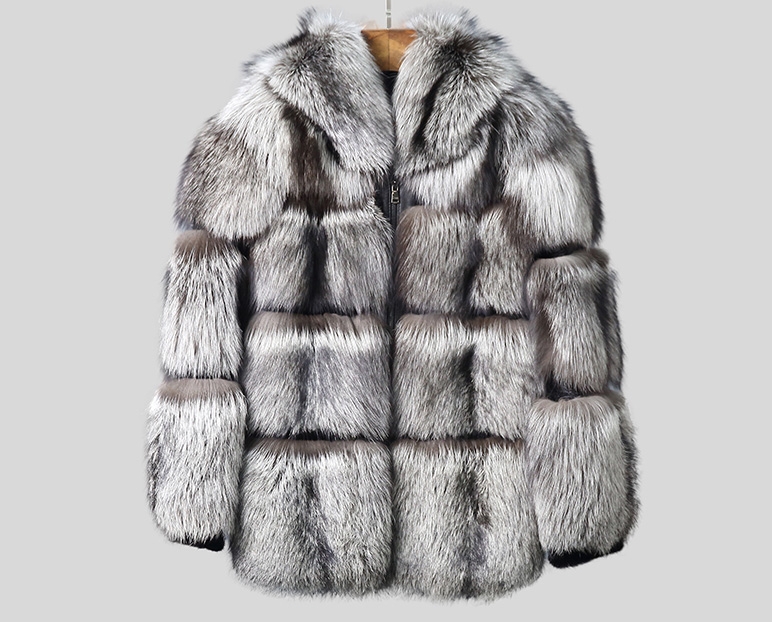 Men's Silver Fox Fur Jacket 356-1