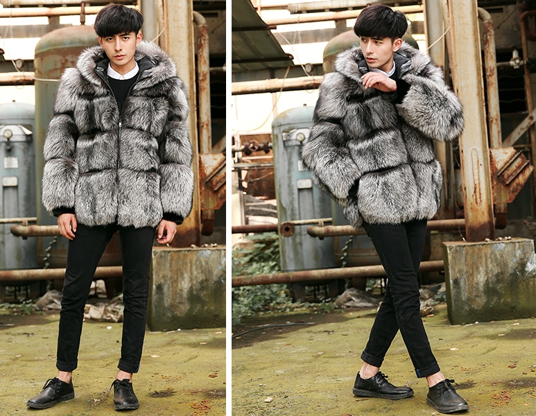 Men's Silver Fox Fur Jacket 356-6