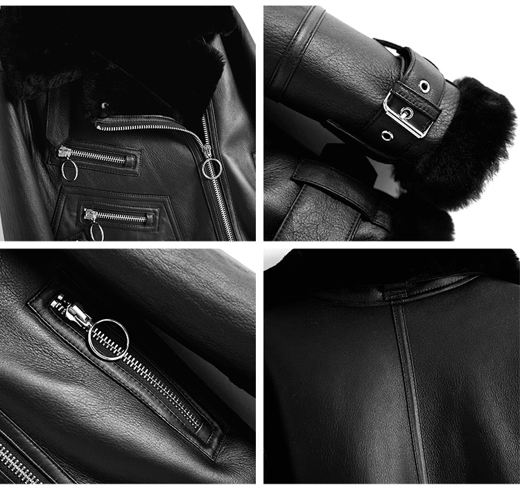 Men's Merino Shearling Sheepskin Biker Jacket 0059-4
