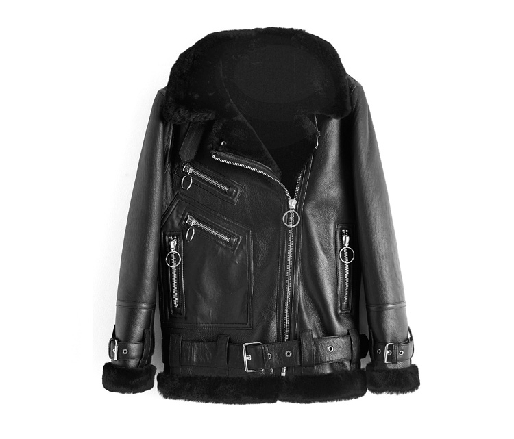 Men's Merino Shearling Sheepskin Biker Jacket 0059-1