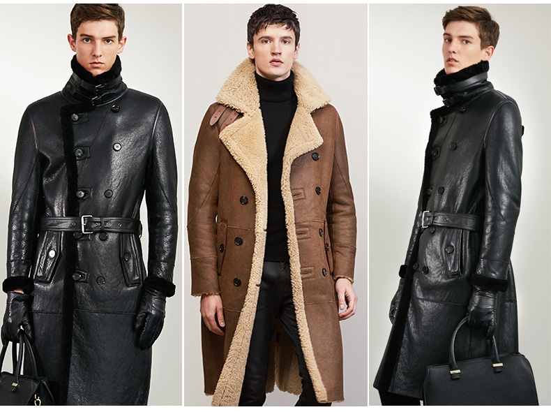 Men's Shearling Sheepskin Long Coat 0058-1