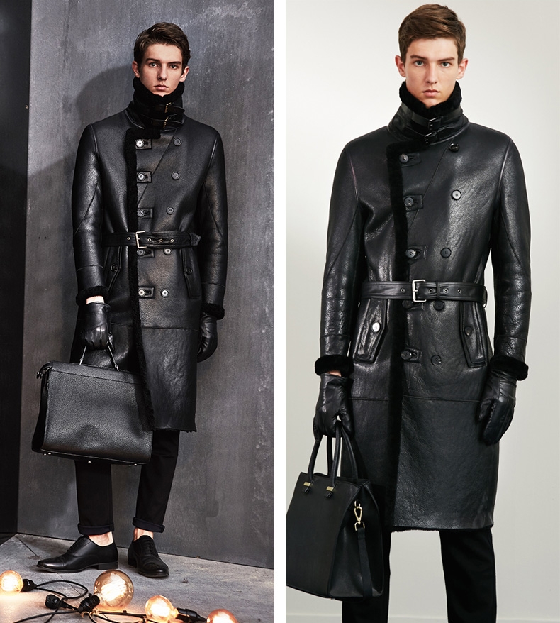 Men's Shearling Sheepskin Long Coat 0058-6