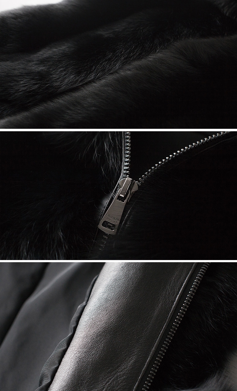 Men's Fox Fur Black Hooded Zip Vest 0009-7