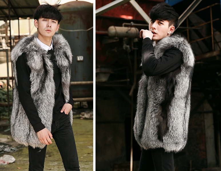 Men's Silver Fox Fur Zipped Vest 0010-3