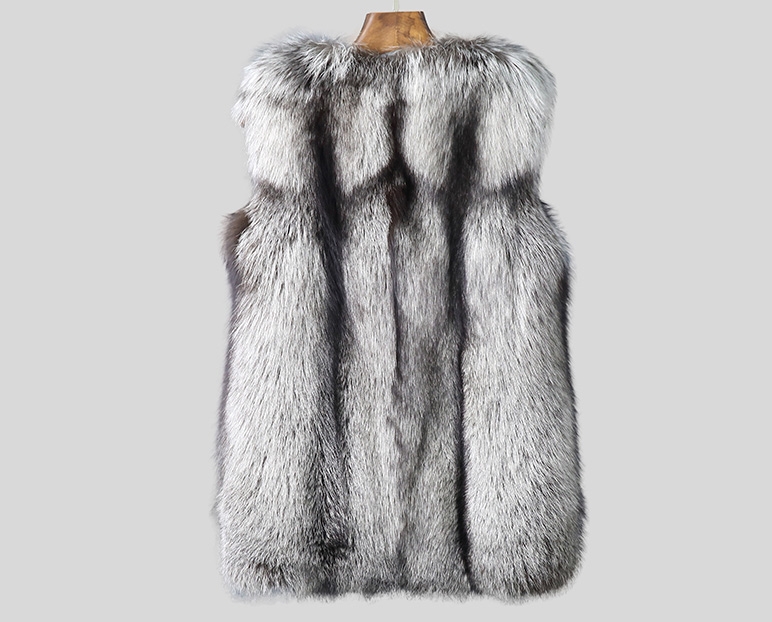 Men's Silver Fox Fur Zipped Vest 0010-6